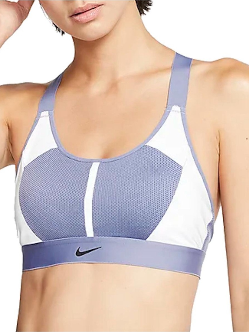 Nike Grey and White High-Performance Sports Bra